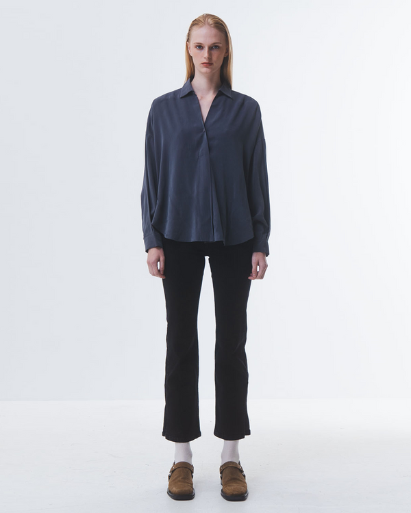 Emin Paul Charcoal Curved Hem Blouse