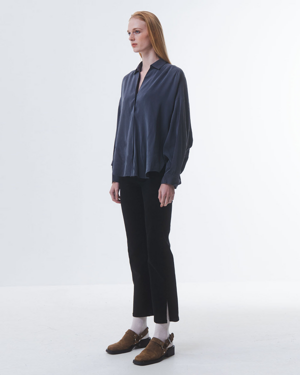 Emin Paul Charcoal Curved Hem Blouse