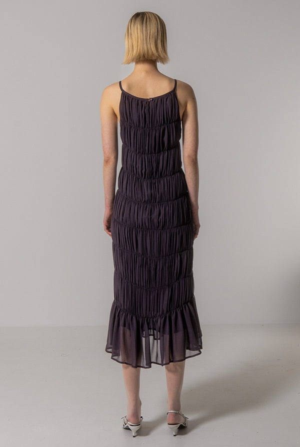 Emin Paul Charcoal Gathered Halter Dress
