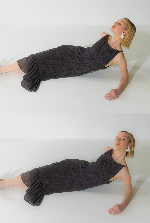 Emin Paul Charcoal Gathered Halter Dress