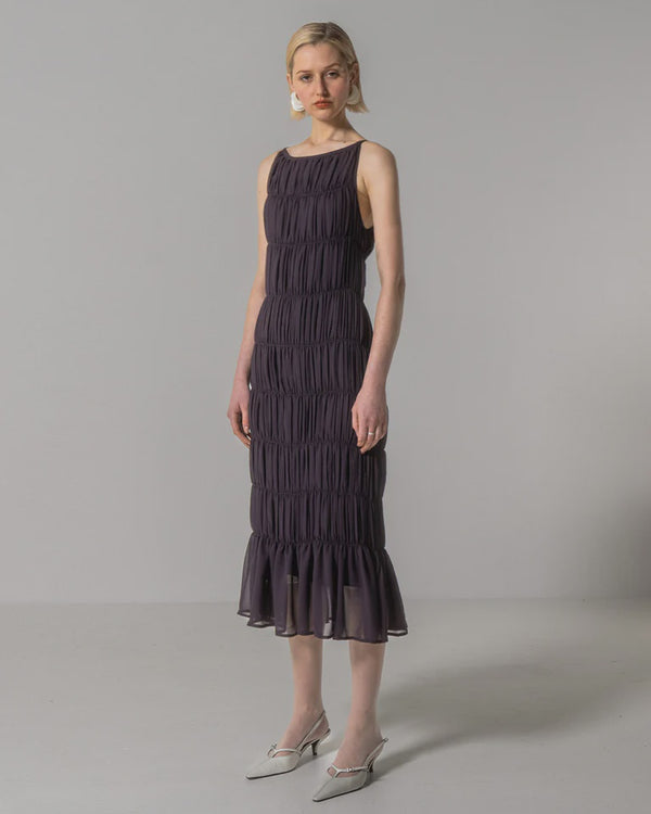 emin paul Charcoal Gathered Halter Dress