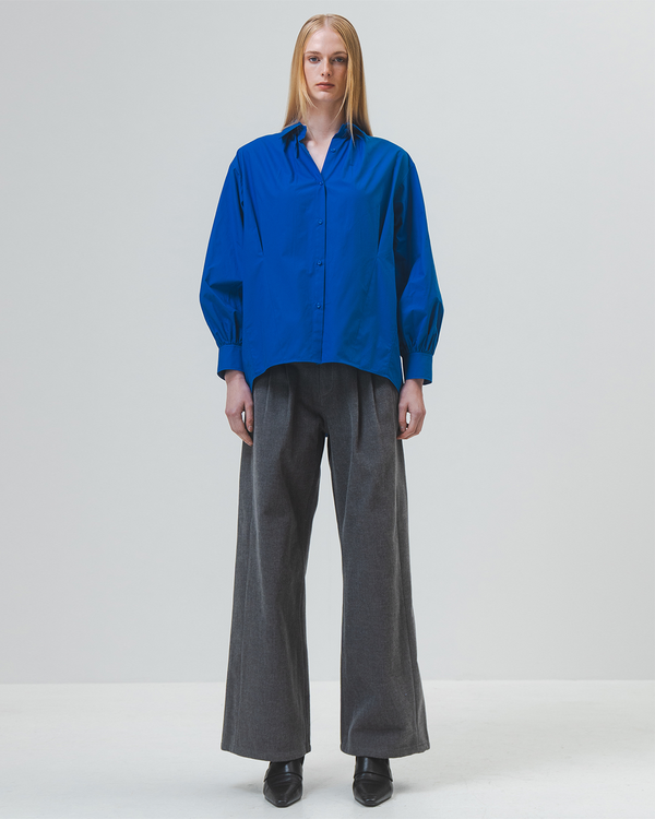 Emin Paul Cobalt Gather Cuff Long Sleeve Shirt