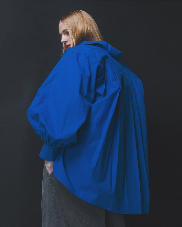 emin paul Cobalt Gather Cuff Long Sleeve Shirt