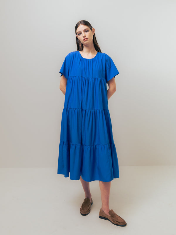 Emin Paul Cobalt Tiered T-shirt Dress
