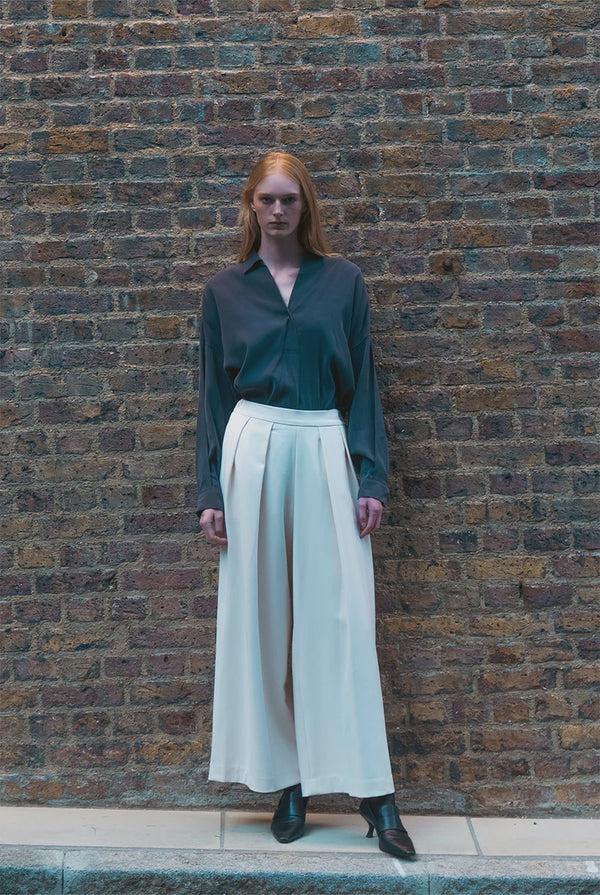 emin paul Cream Double Pleat Trousers