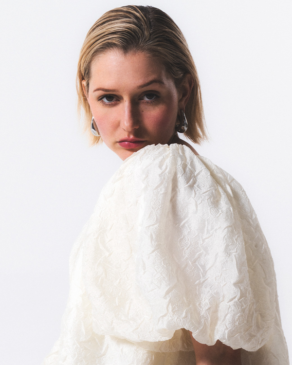 Emin Paul Cream Puff Sleeve Mini Dress