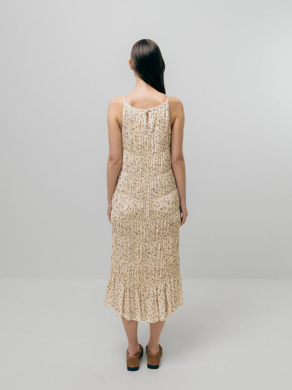 Emin Paul Cream-Sequin Gathered Halter Dress