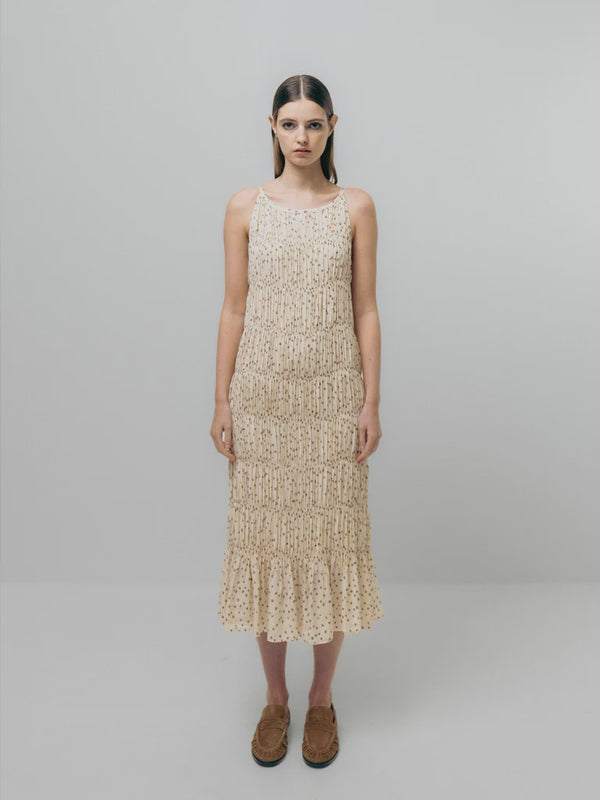 emin paul Cream-Sequin Gathered Halter Dress