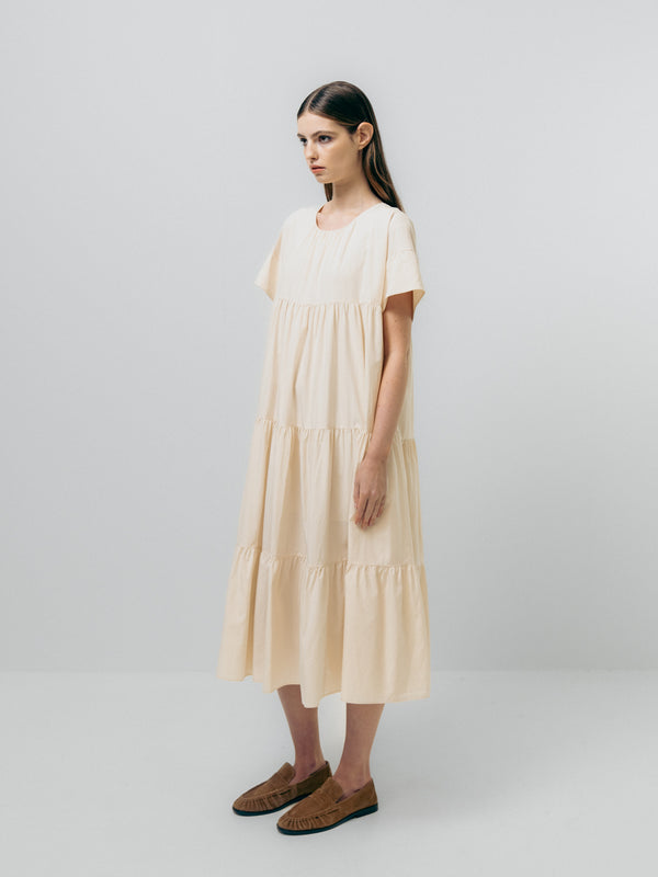 Emin Paul Cream Tiered T-shirt Dress