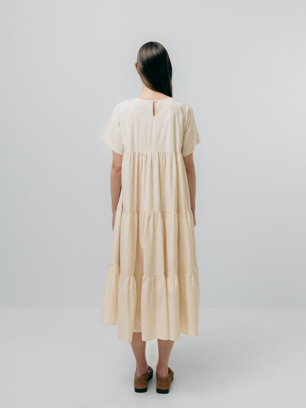 Emin Paul Cream Tiered T-shirt Dress