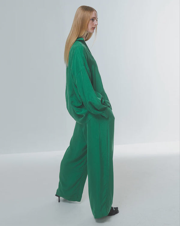 Emin Paul Green Curved Hem Blouse