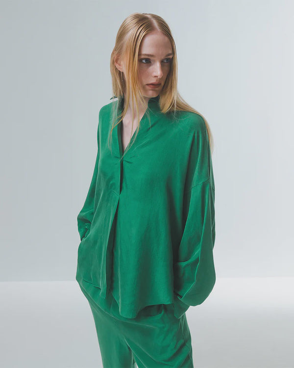 emin paul Green Curved Hem Blouse