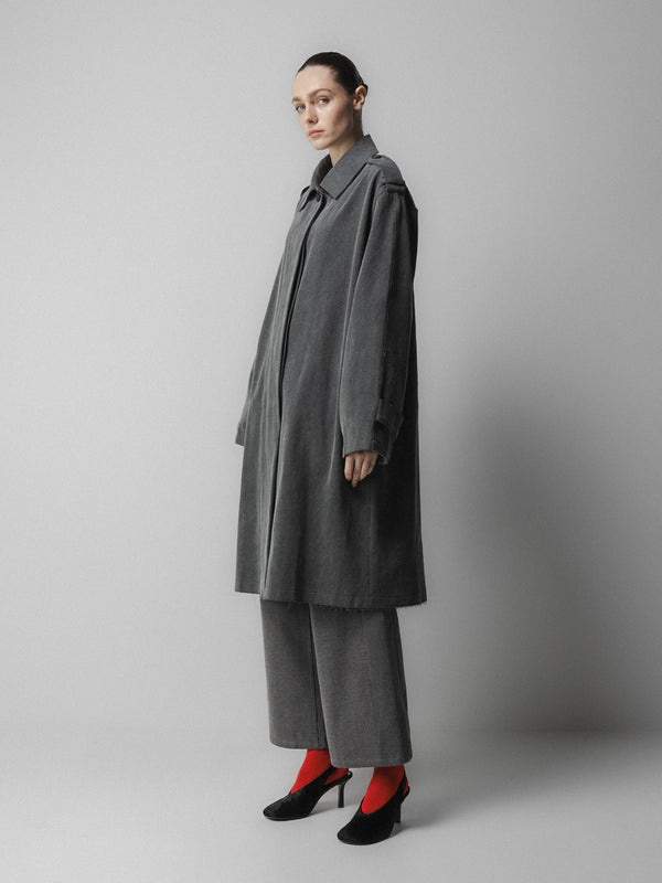 emin Paul Grey Oversized Half Trench Coat