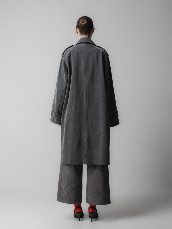 emin Paul Grey Oversized Half Trench Coat