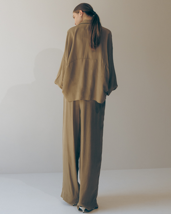 Emin Paul Khaki Curved Hem Blouse