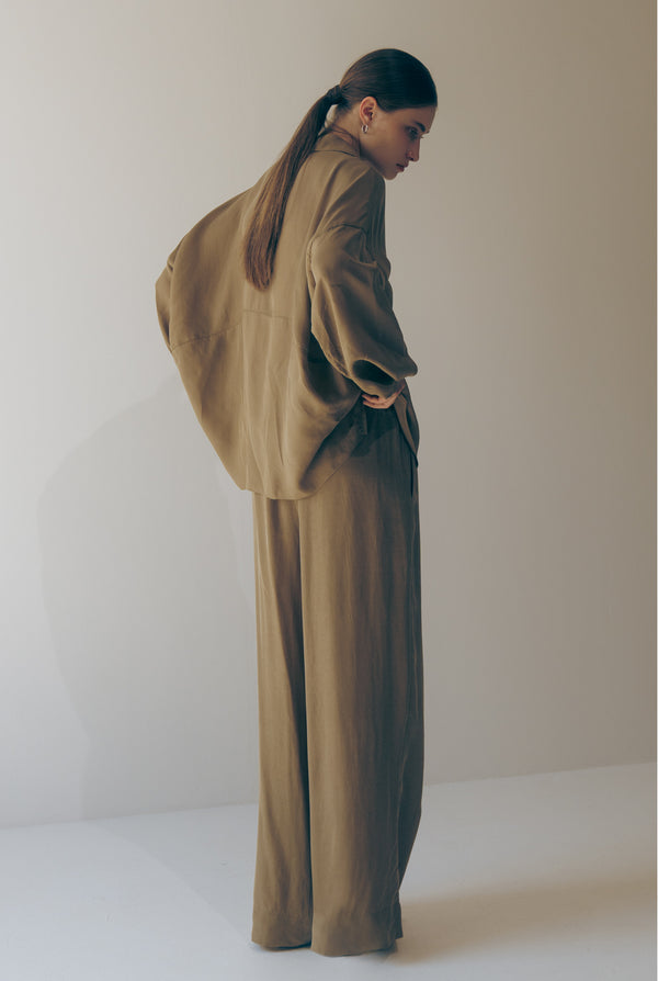 Emin Paul Khaki Fluid Trousers