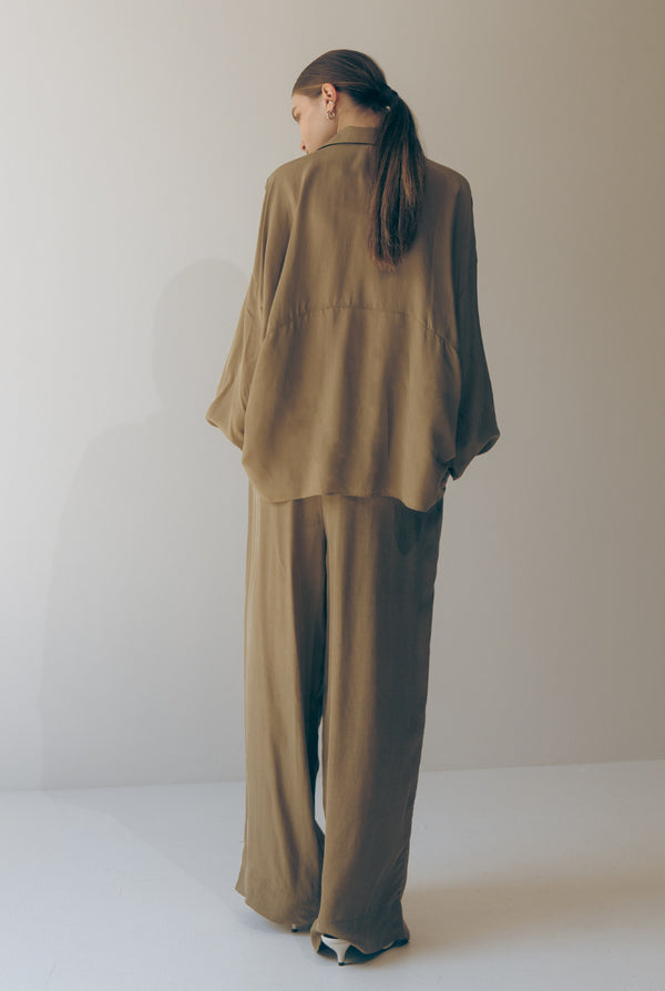 Emin Paul Khaki Fluid Trousers