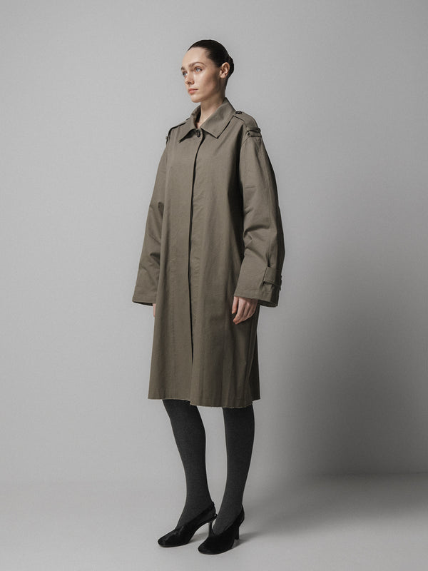 Emin Paul Khaki Oversized Half Trench Coat