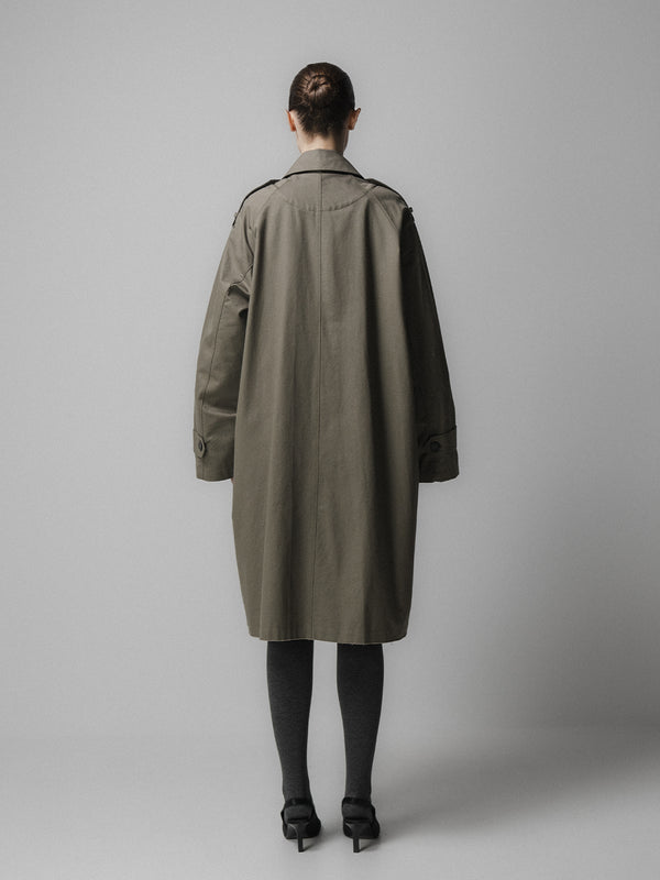 Emin Paul Khaki Oversized Half Trench Coat