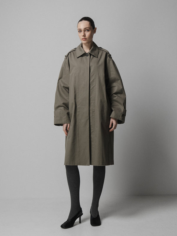 emin paul Khaki Oversized Half Trench Coat