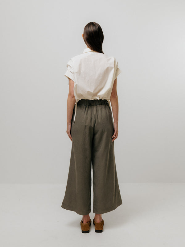 Emin Paul Khaki Ribbon Tie Culottes