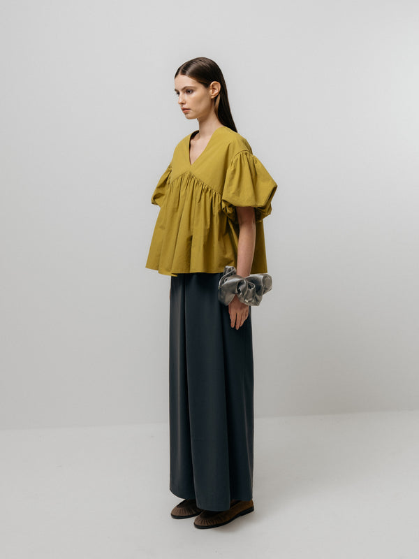 Emin Paul Moss Palazzo Pleated Trousers