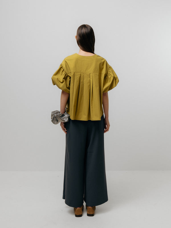 Emin Paul Moss Palazzo Pleated Trousers