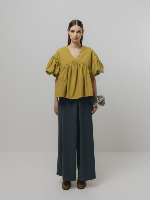 emin paul Moss Palazzo Pleated Trousers
