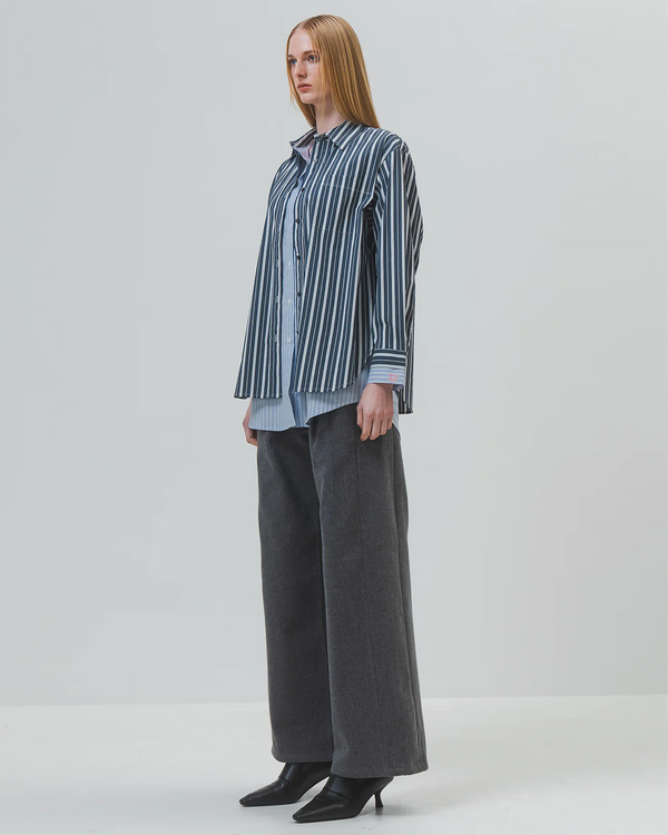 Emin Paul Navy Double Layer Pinstripe Shirt