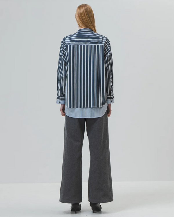 Emin Paul Navy Double Layer Pinstripe Shirt