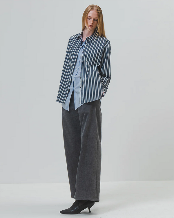 Emin Paul Navy Double Layer Pinstripe Shirt