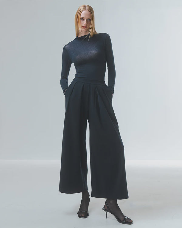 emin paul Navy Double Pleat Trousers