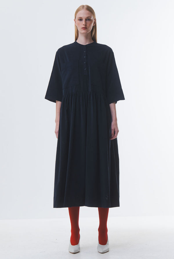 Emin Paul Navy Oversized Pocket Maxi Dress