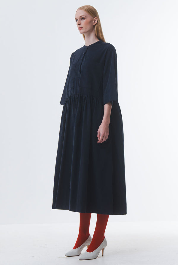 Emin Paul Navy Oversized Pocket Maxi Dress
