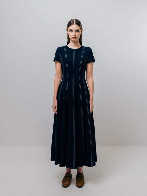 emin paul Navy Panel Contrast Stitch Dress