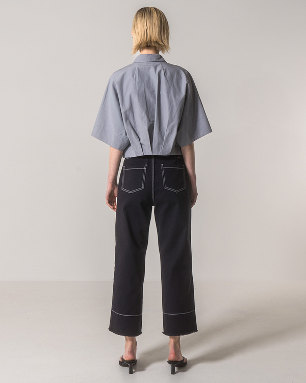 Emin Paul Navy Raw Hem Contrast Jeans