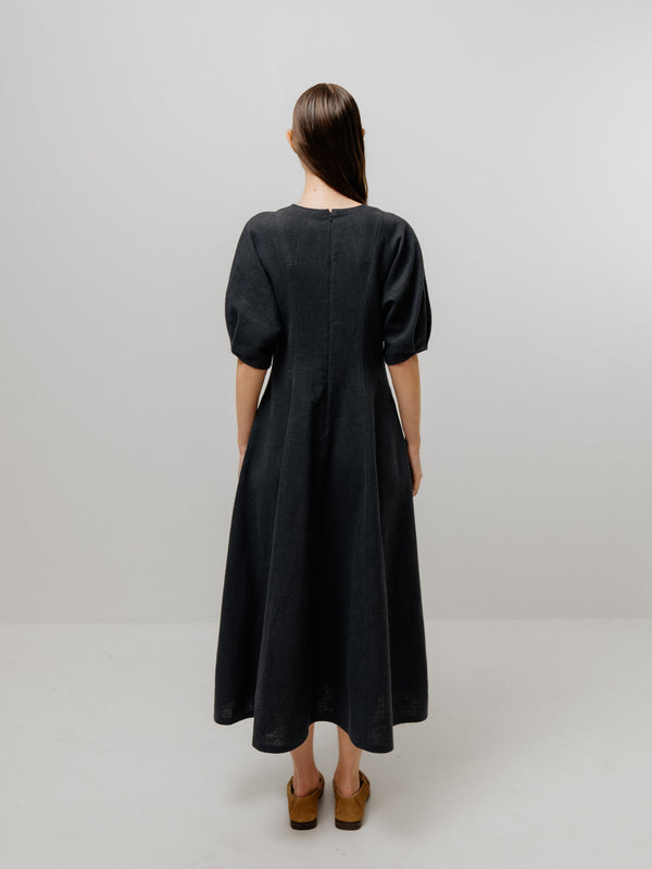 Emin Paul Navy Structured Cotton Dress