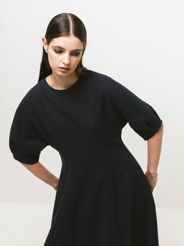 Emin Paul Navy Structured Cotton Dress