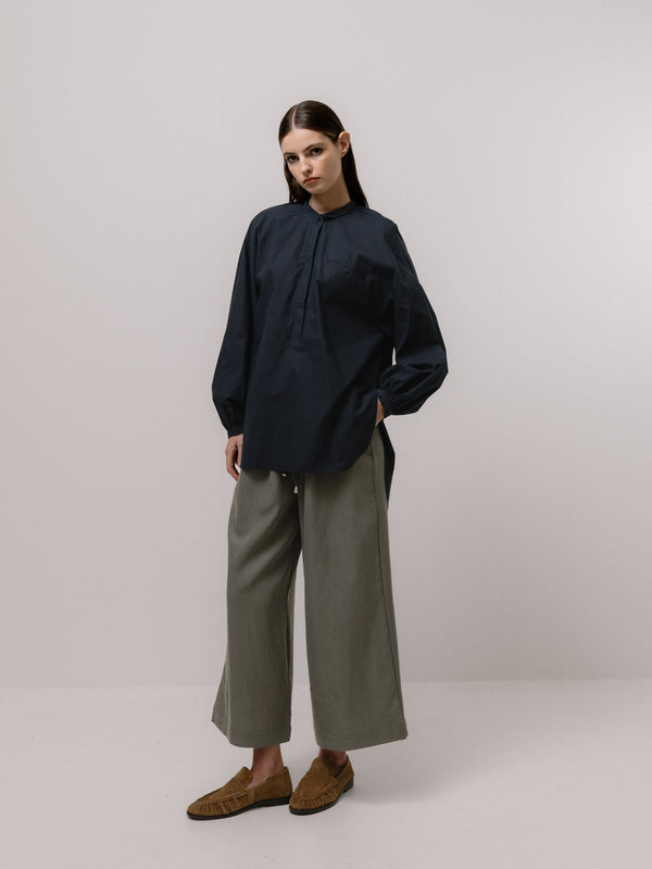 Emin Paul Navy Utility Cotton Blouse