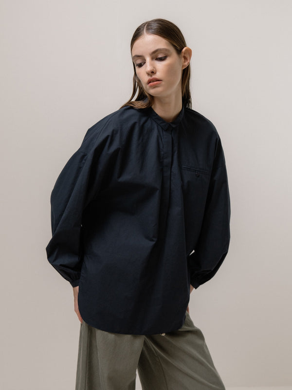Emin Paul Navy Utility Cotton Blouse