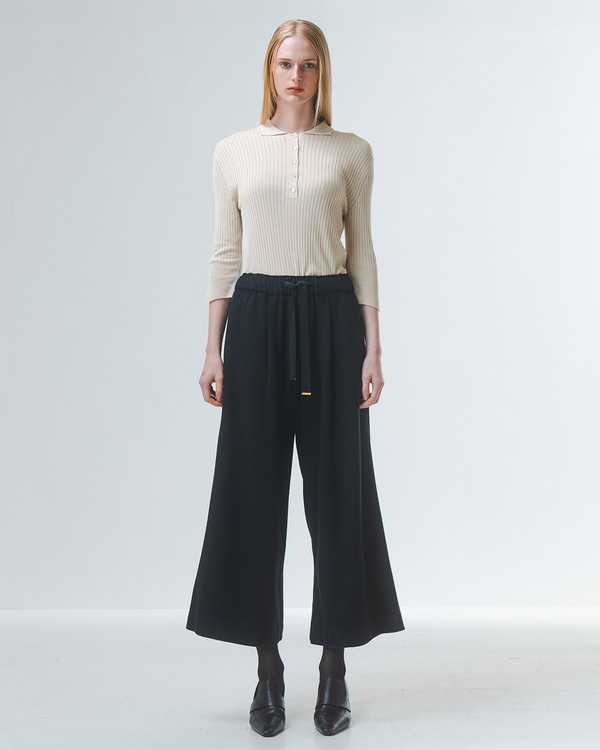 Emin Paul Navy Wool Ribbon Tie Culottes