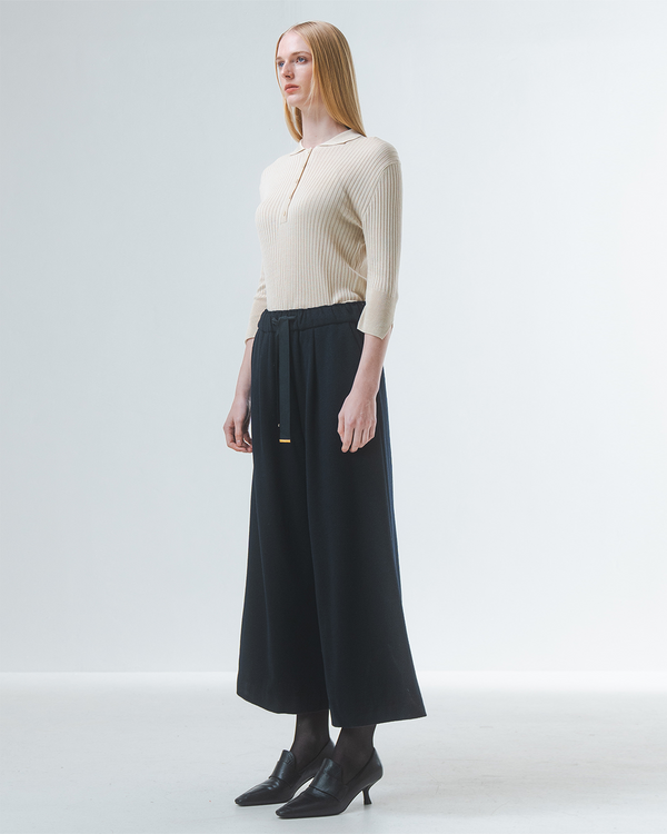 Emin Paul Navy Wool Ribbon Tie Culottes
