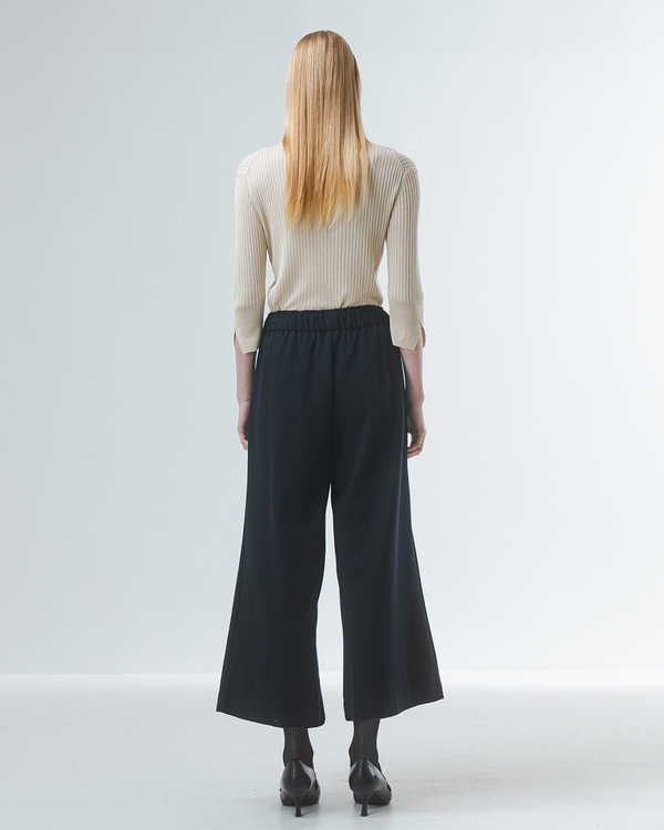 Emin Paul Navy Wool Ribbon Tie Culottes