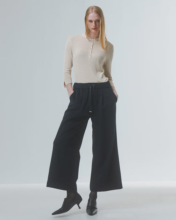 emin paul Navy Wool Ribbon Tie Culottes