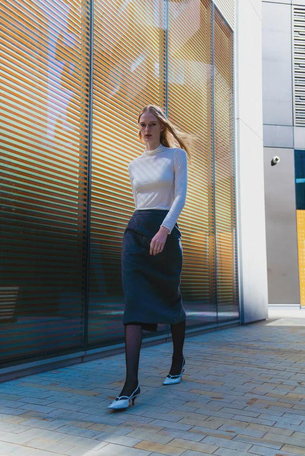 emin paul Off-White Funnel Neck Long Sleeve Top