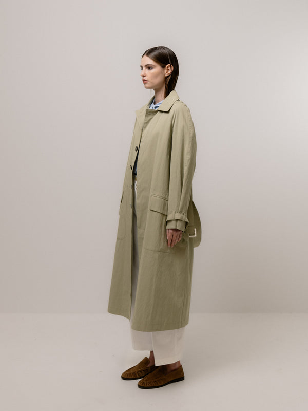 Emin Paul Olive Belted Trench Coat