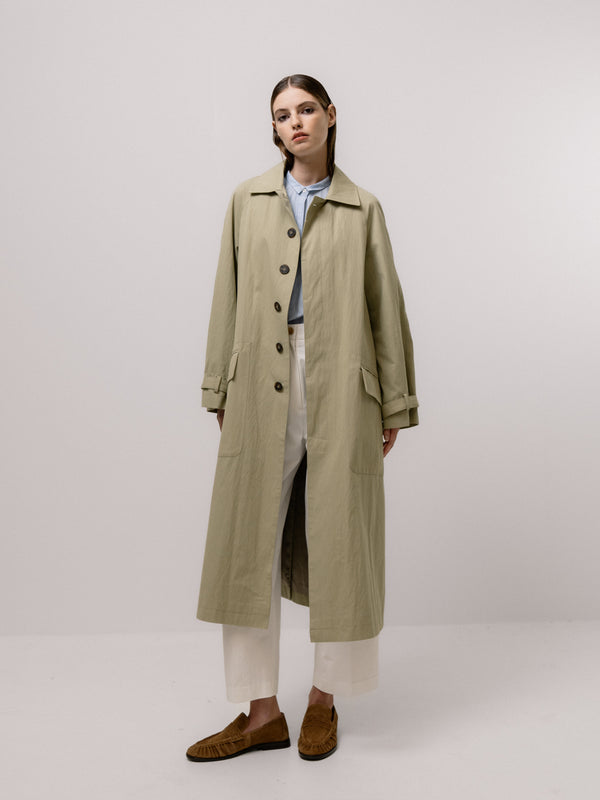 Emin Paul Olive Belted Trench Coat