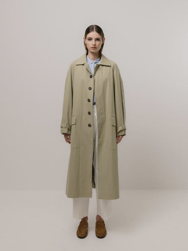 emin paul Olive Belted Trench Coat