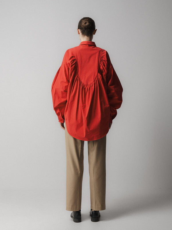 Emin Paul Red Back Gathered Shirt