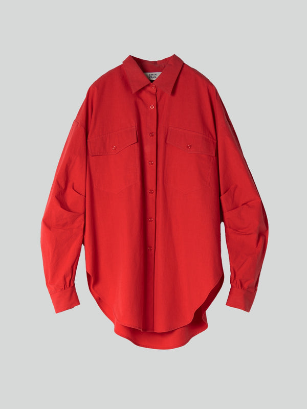 Emin Paul Red Back Gathered Shirt